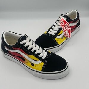 Vans Men’s Women’s Black Yellow Red Old Skool Flame Sneakers